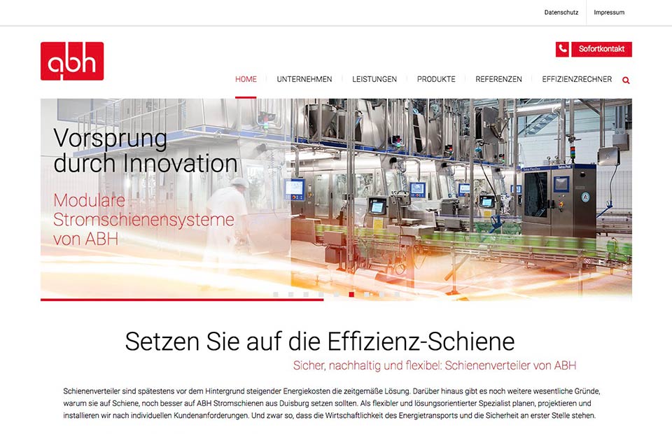 Responsives Webdesign für ABH Stromschienen